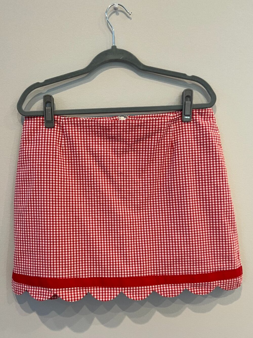 Mountain Lake Red & White Plaid Skort with Wavy Hem – Size 12